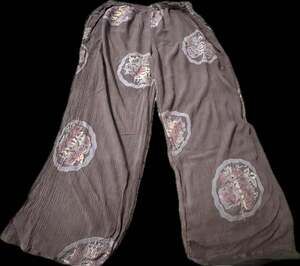 Mission Canyon Santa Barbara Wide Leg Boho Pants One Size Crinkle Floral Lounge